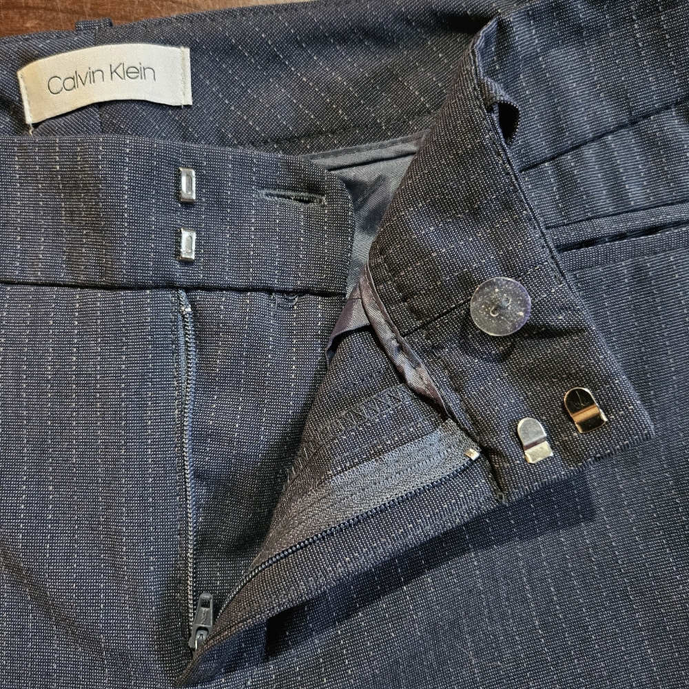 Calvin Klein Women's Blue Pinstripe Dress Slacks Size 4 - Picture 4 of 11